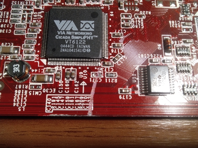 scratch red white pcb electronics